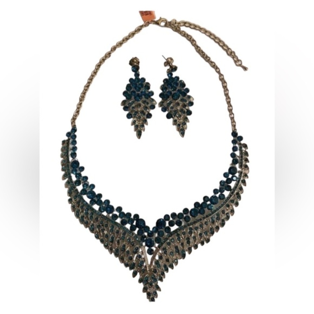 Austrian Crystal Bib Necklace and Earring set